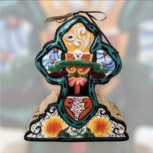 Vibrant Ceramic Day of the Dead Cross